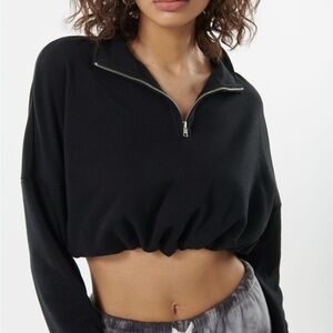 GARAGE | Crop 1/4 Zip with Cinch Hem